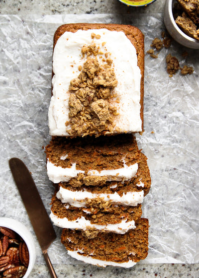 Carrot Pecan Loaf with Cream Cheese Frosting